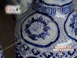 Lọ lộc bình men rong cổ vẽ Nhị Cảnh 1m4 (Cả chân kê 1m55)