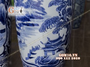 Lọ lộc bình men rong cổ vẽ Nhị Cảnh 1m4 (Cả chân kê 1m55)
