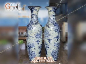 Lọ lộc bình men rong cổ vẽ Tứ Linh hội tụ 1m6 (Cả chân kê 1m75)