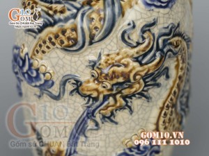  Đôi lọ lộc bình Rồng men rạn đắp nổi 30cm