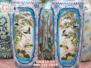 Lọ lộc bình tứ cảnh vẽ nổi men màu 1m55 (cả chân kê)