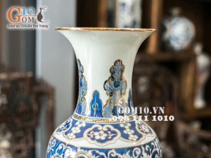 Lọ lộc bình vẽ phù dung vàng kim 56cm