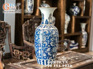 Lọ lộc bình vẽ phù dung vàng kim 56cm