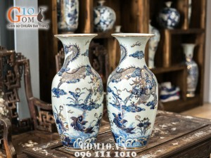 Lọ lộc bình vẽ rồng vàng kim 50cm