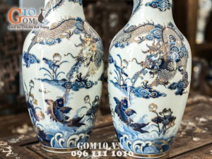 Lọ lộc bình vẽ rồng vàng kim 50cm