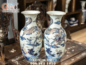 Lọ lộc bình vẽ rồng vàng kim 50cm