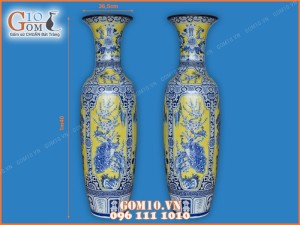 Lọ lộc bình vẽ tứ cảnh men màu cao - hàng vẽ kĩ cao cấp 1m6