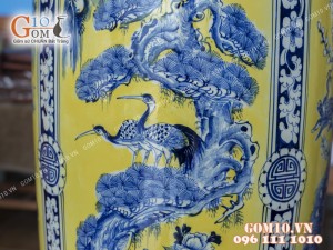 Lọ lộc bình vẽ tứ cảnh men màu cao - hàng vẽ kĩ cao cấp 1m6