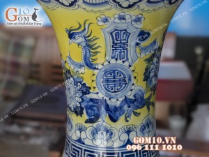 Lọ lộc bình vẽ tứ cảnh men màu cao - hàng vẽ kĩ cao cấp 1m6