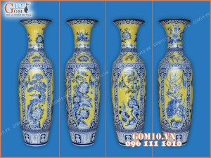 Lọ lộc bình vẽ tứ cảnh men màu cao - hàng vẽ kĩ cao cấp 1m6
