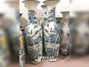 Lọ lộc bình vẽ Tùng Hạc, cao 1m40