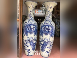 Lọ lục bình đức phúc men lam 1m4