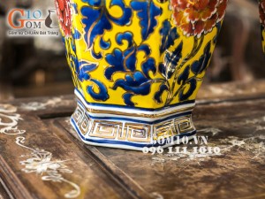 Lọ lục lăng vàng vẽ vùng dung vàng kim 50cm