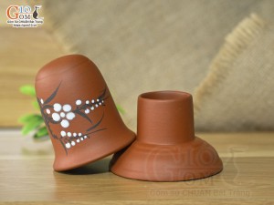 Lọ tăm đỏ gốm tử sa vẽ hoa