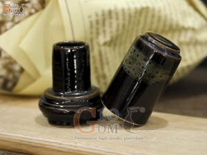 Lọ tăm men hỏa biến gấm quẹt màu mật ong