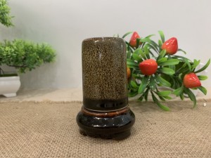 Lọ tăm men hỏa biến gấm vàng