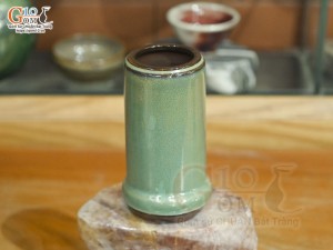Lọ tăm men hỏa biến xanh ngọc