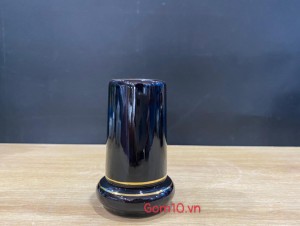 Lọ tăm men mật ong kẻ chỉ vàng kim