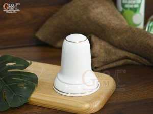 Lọ tăm men trắng kẻ chỉ vàng kim