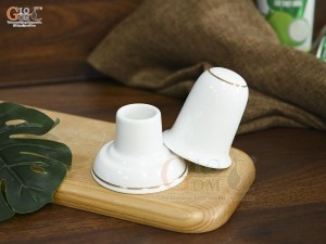 Lọ tăm men trắng kẻ chỉ vàng kim