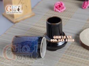 Lọ tăm men xanh đá