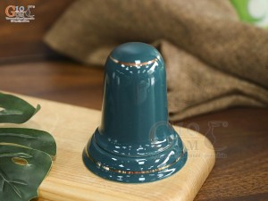 Lọ tăm men xanh kẻ chỉ vàng kim