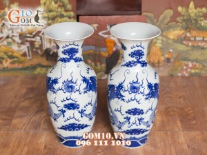 Lọ tiểu lộc bình men rong cỏ vẽ rồng cao 50cm ( Hàng vẽ tay )