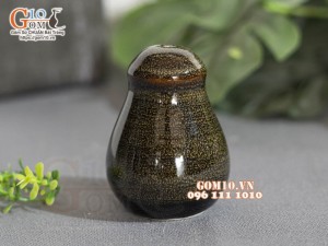 Lọ tiêu men hỏa biến gấm quẹt màu mật ong