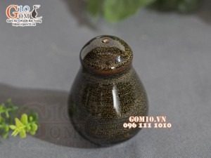 Lọ tiêu men hỏa biến gấm quẹt màu mật ong