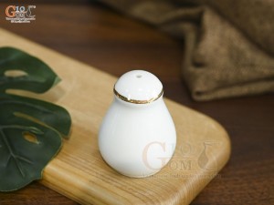 Lọ tiêu men trắng kẻ chỉ vàng kim