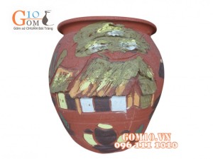 Lọ Vát Gốm làng quê 20x16cm