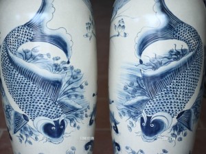 Lộc bình Lý ngư vọng nguyệt, cao 1m7