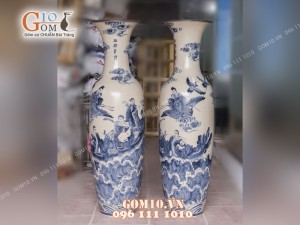 Lộc bình men rạn cổ vẽ Bát Tiên 1m6 (chiều cao cả chân kê 1m75)