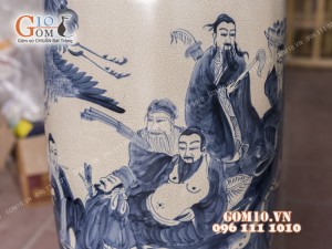 Lộc bình men rạn cổ vẽ Bát Tiên 1m6 (chiều cao cả chân kê 1m75)