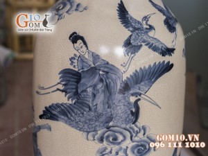 Lộc bình men rạn cổ vẽ Bát Tiên 1m6 (chiều cao cả chân kê 1m75)