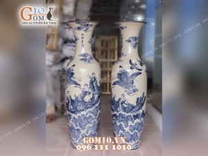 Lộc bình men rạn cổ vẽ Bát Tiên 1m4 (chiều cao cả chân kê 1m55)