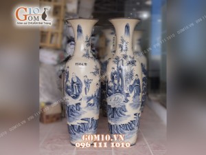 Lộc bình men rạn cổ vẽ trúc lâm thất hiền 1m6 (chiều cao cả chân kê 1m75)