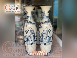 Lộc bình vẽ tam đa men rạn 1m55 (cả chân kê)