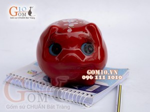 Heo sứ tiết kiệm mini màu đỏ, dài 10cm