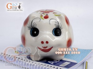 Heo sứ tiết kiệm mini màu trắng, dài 10cm