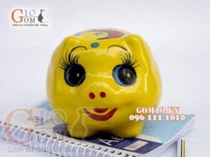Heo sứ tiết kiệm mini màu vàng, dài 10cm