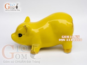 Heo sứ tiết kiệm dáng đứng màu vàng, dài 24cm