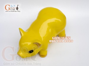 Heo sứ tiết kiệm dáng đứng màu vàng, dài 24cm