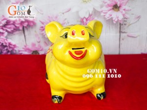 Lợn vàng tai vểnh vẽ Phúc Lộc 