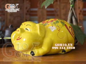 Lợn vàng tiết kiệm dáng phệ chữ Lộc, dài 32cm