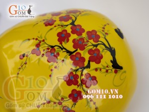 Heo sứ tiết kiệm dáng phệ màu vàng, dài 32cm