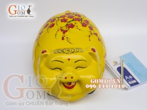 Heo sứ tiết kiệm dáng phệ màu vàng, dài 25cm