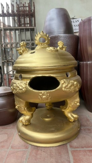 Lư hóa vàng đại phát, cao 80cm, đường kính bụng 70cm (cả chân kê)