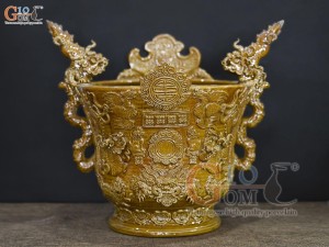 Lư hương men cổ đắp nổi mô phỏng Thời Lê, đường kính 30cm