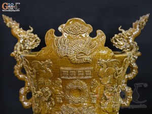 Lư hương men cổ đắp nổi mô phỏng Thời Lê, đường kính 30cm